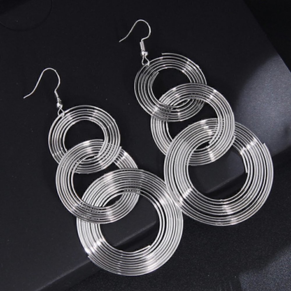 Elegant long circle earrings jewelry - Picture 3 of 8